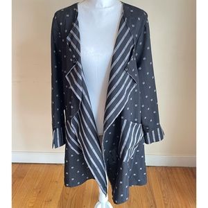 Curvesque USA Women’s Size 2X Black Gray Open Jacket Blazer Top Lagenlook